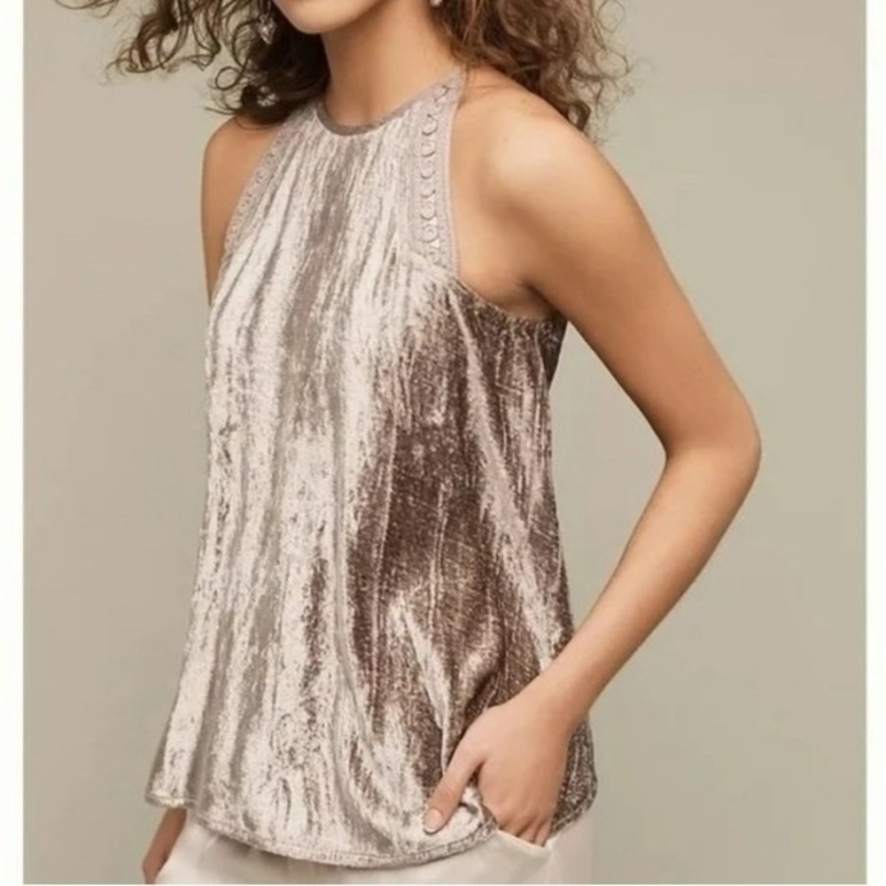 Anthropologie NEW Bl-nk London Eyre Whimsical Velvet Beaded Swing Top SZ Medium